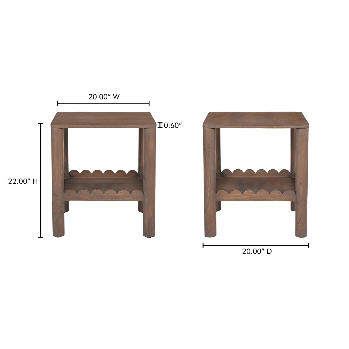 Wiley Side Table Vintage Brown, Side & End Table by Moe's Home, 20" width x 22" height x 20" depth View 9