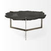 Shale 37' Irregular Live-Edge Black Slate with Flat Iron Base Coffee Table, by Mercana, 37" length x 37" width x 17.5" height thumbnail 6