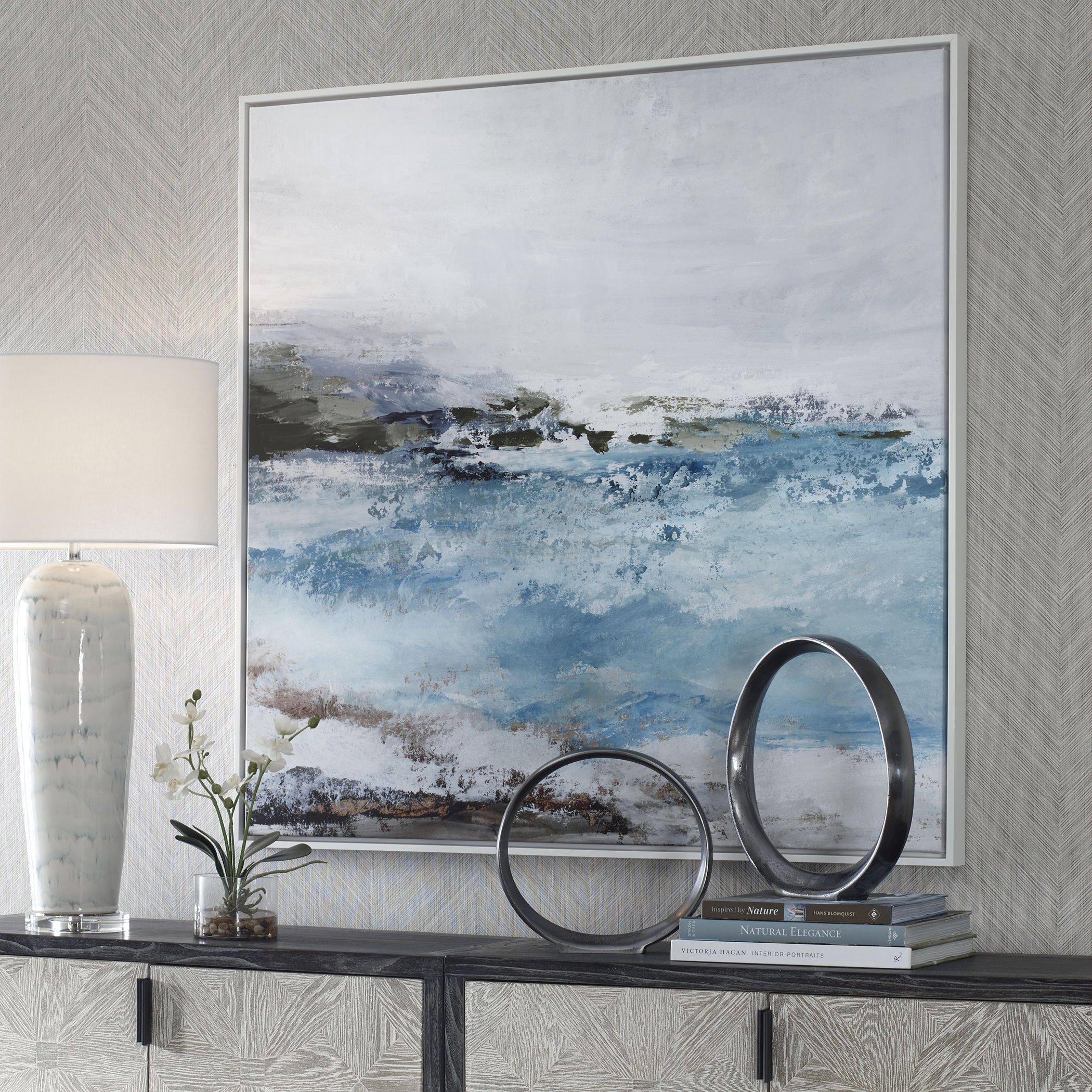 Blue Essence Coastal Framed Canvas large image 