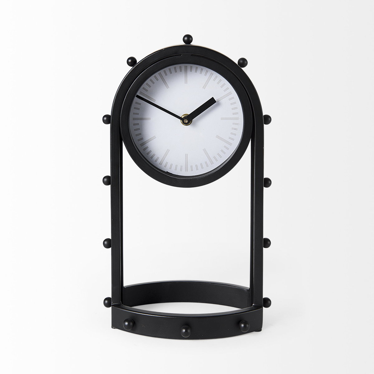 Marian  Black Studded  Table Clock, by Mercana, 7.48" length x 5.71" width x 12.99" height View 4