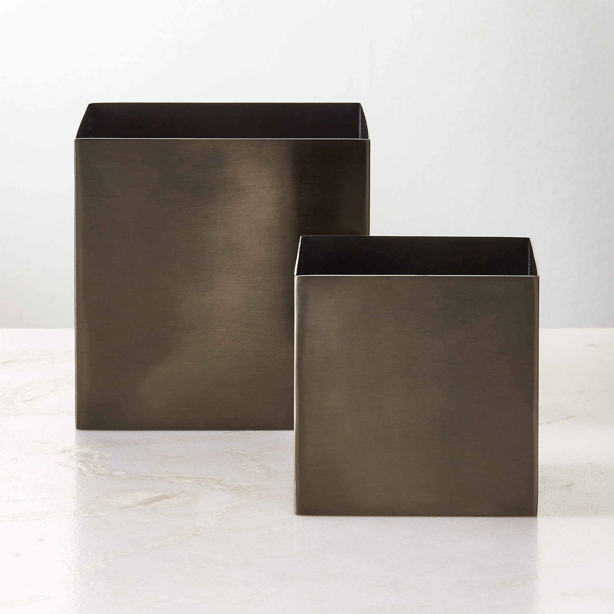 Online Designer Other Studio Blackened Brass Storage Boxes Set of 2