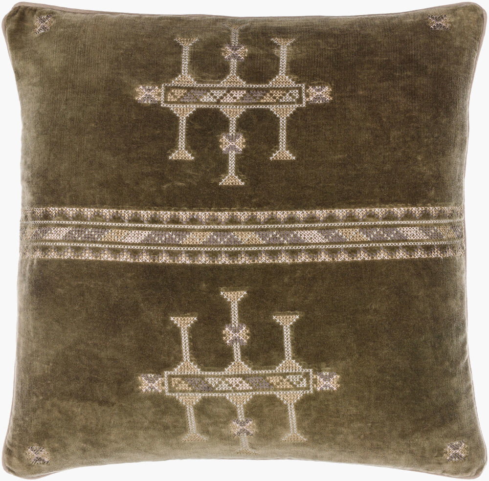 Velour Accent Pillow, Decorative Pillow by Surya, 22" length x 22" width