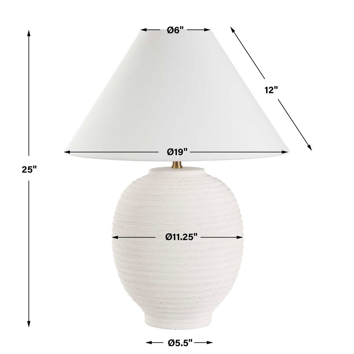 Rocio Ceramic White Table Lamp, by Uttermost, 19" width x 25" height x 19" depth View 2
