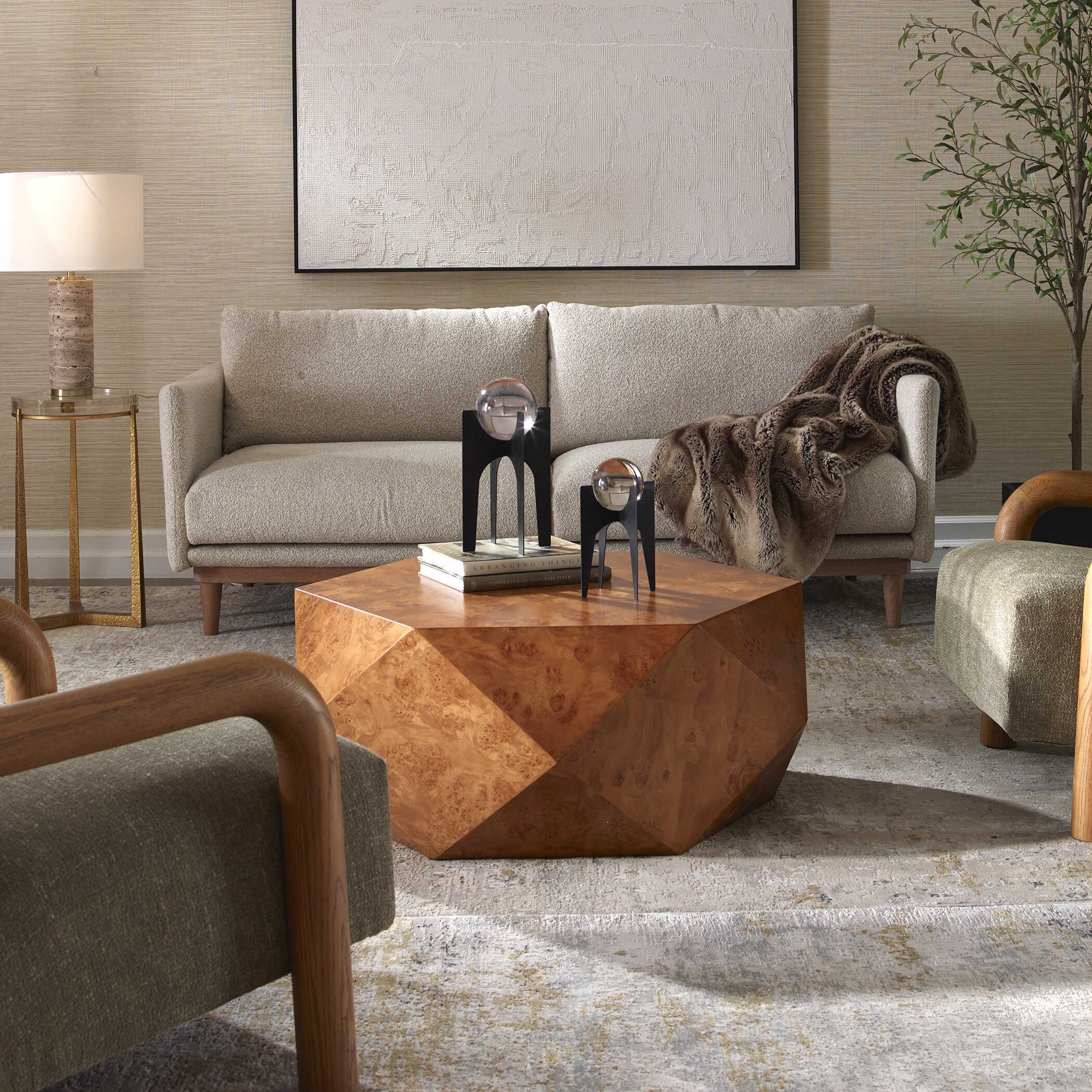 Hughes Geometric Coffee Table, Furniture by Uttermost, 40" width x 16" height x 37" depth View 2