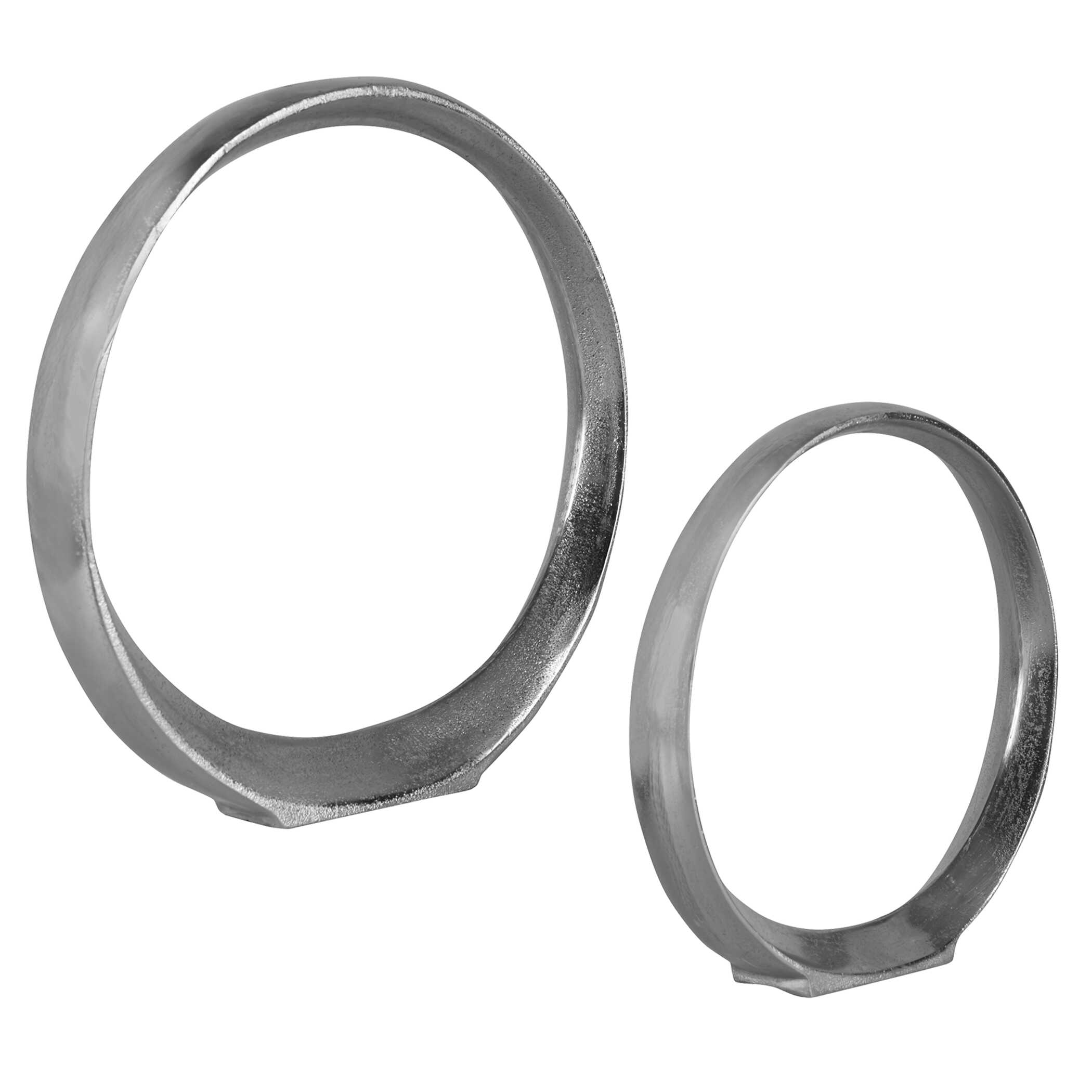 Orbits Nickel Ring Sculptures Set/2, Decorative by Uttermost, 14.5" width x 14.5" height x 2" depth View 3