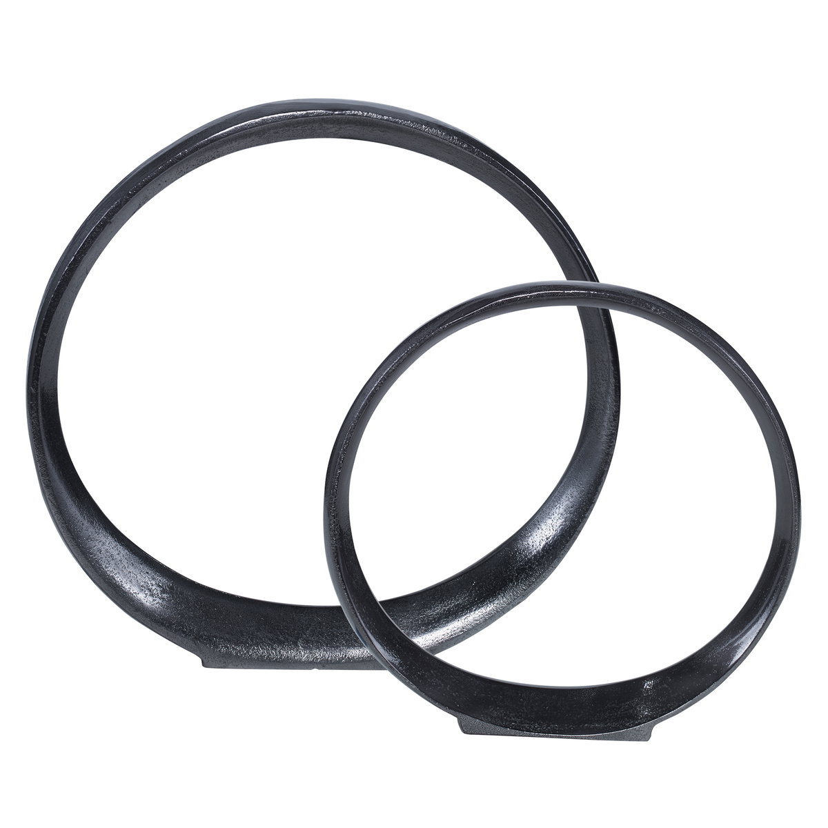 Orbits Black Ring Sculptures Set/2, Figurines & Statue by Uttermost, 14.25" width x 14" height x 2" depth View 1