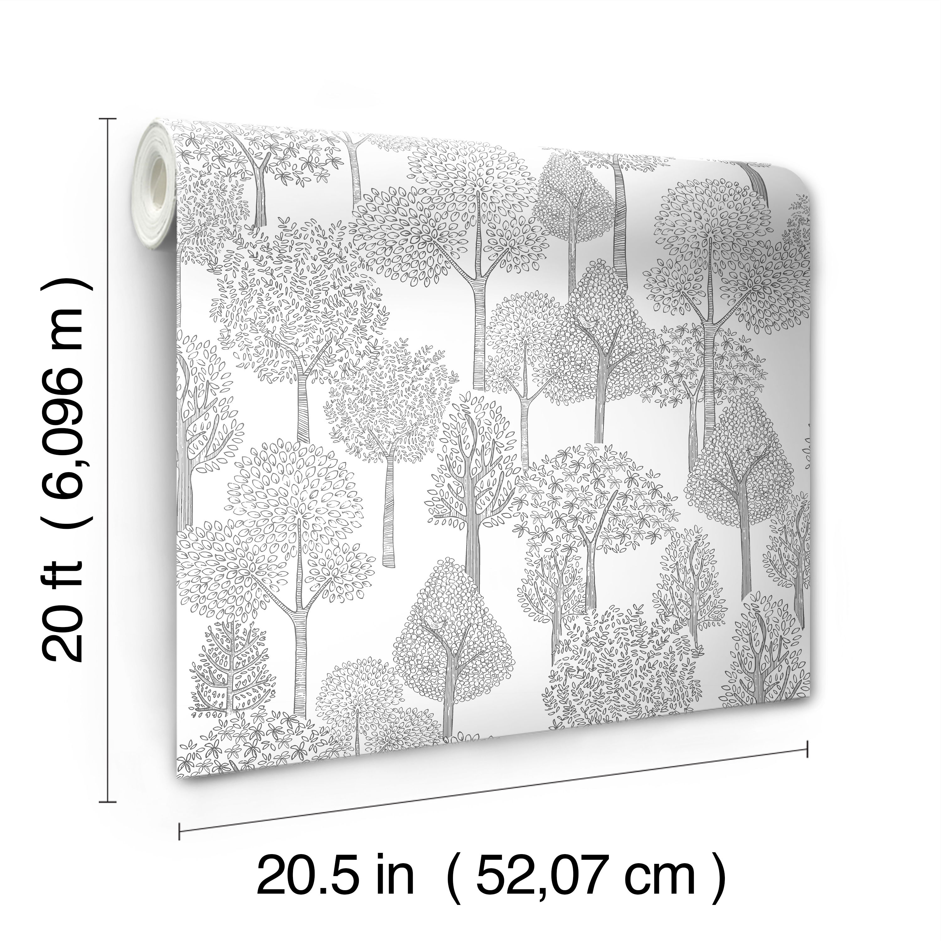 Treetops Grey Peel & Stick Wallpaper, by York Wall, 20' length x 1'8.5" width x 0.02" depth View 8