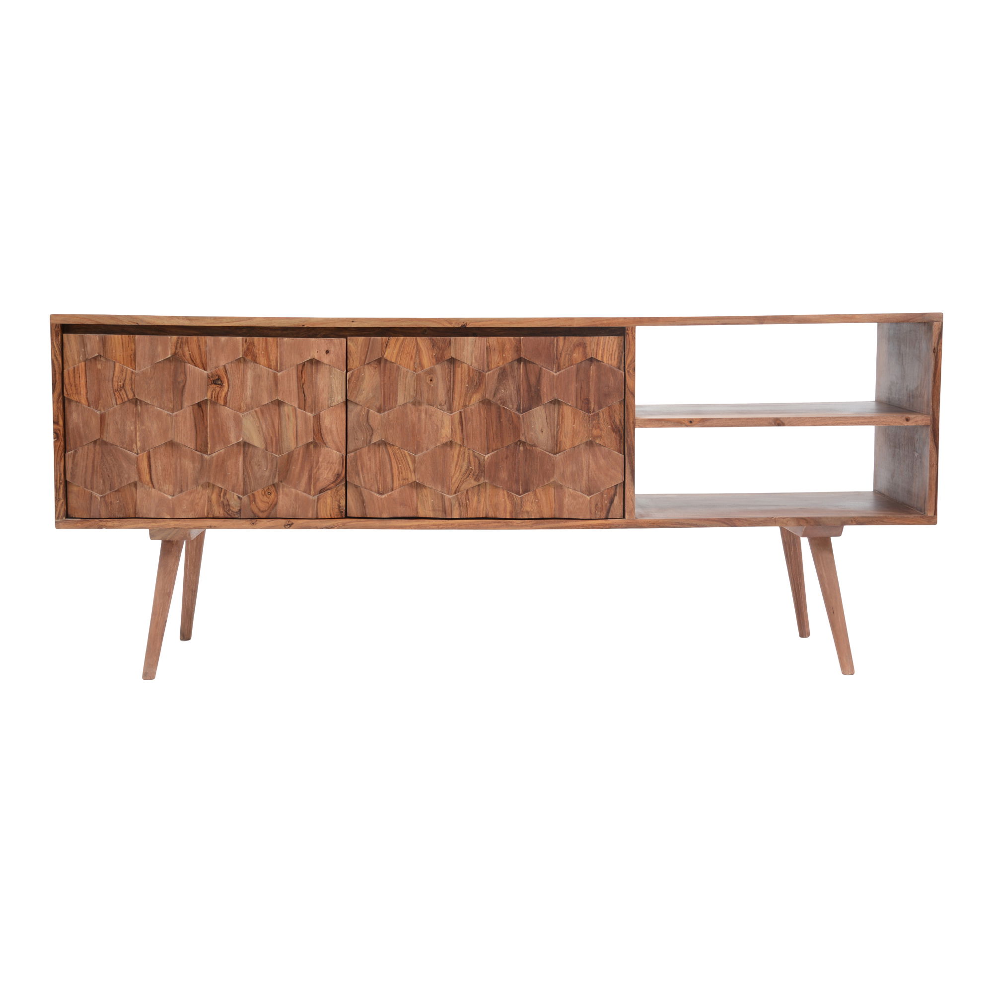 O2 Tv Cabinet Natural, Media Console by Moe's Home, 57" width x 24" height x 14" depth View 1