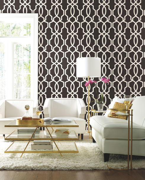 Hourglass Trellis White Wallpaper