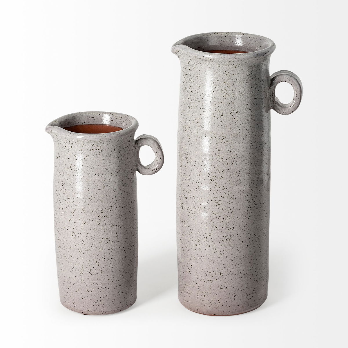 Frieda Large Freckled Gray Ceramic Jug, Decorative Jar by Mercana, 6.1" length x 4.53" width x 12.2" height View 5