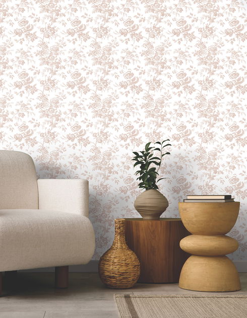 Anemone Toile Blush Wallpaper
