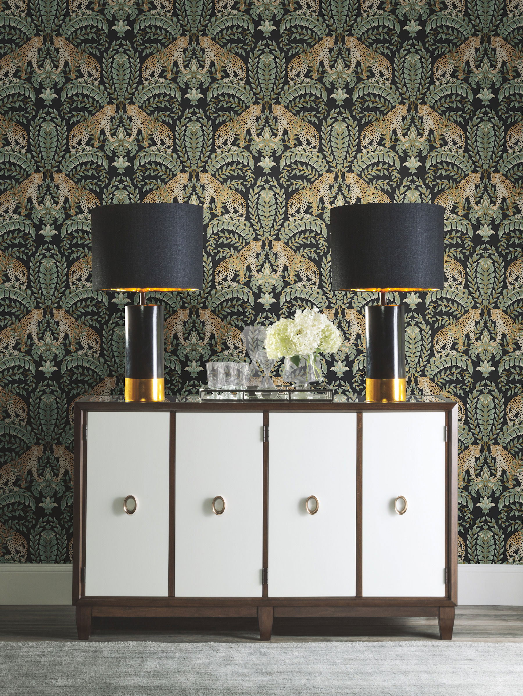 Jungle Leopard Black & Green Wallpaper, by York Wall, 27' length x 2'3" width x 0.02" depth View 3