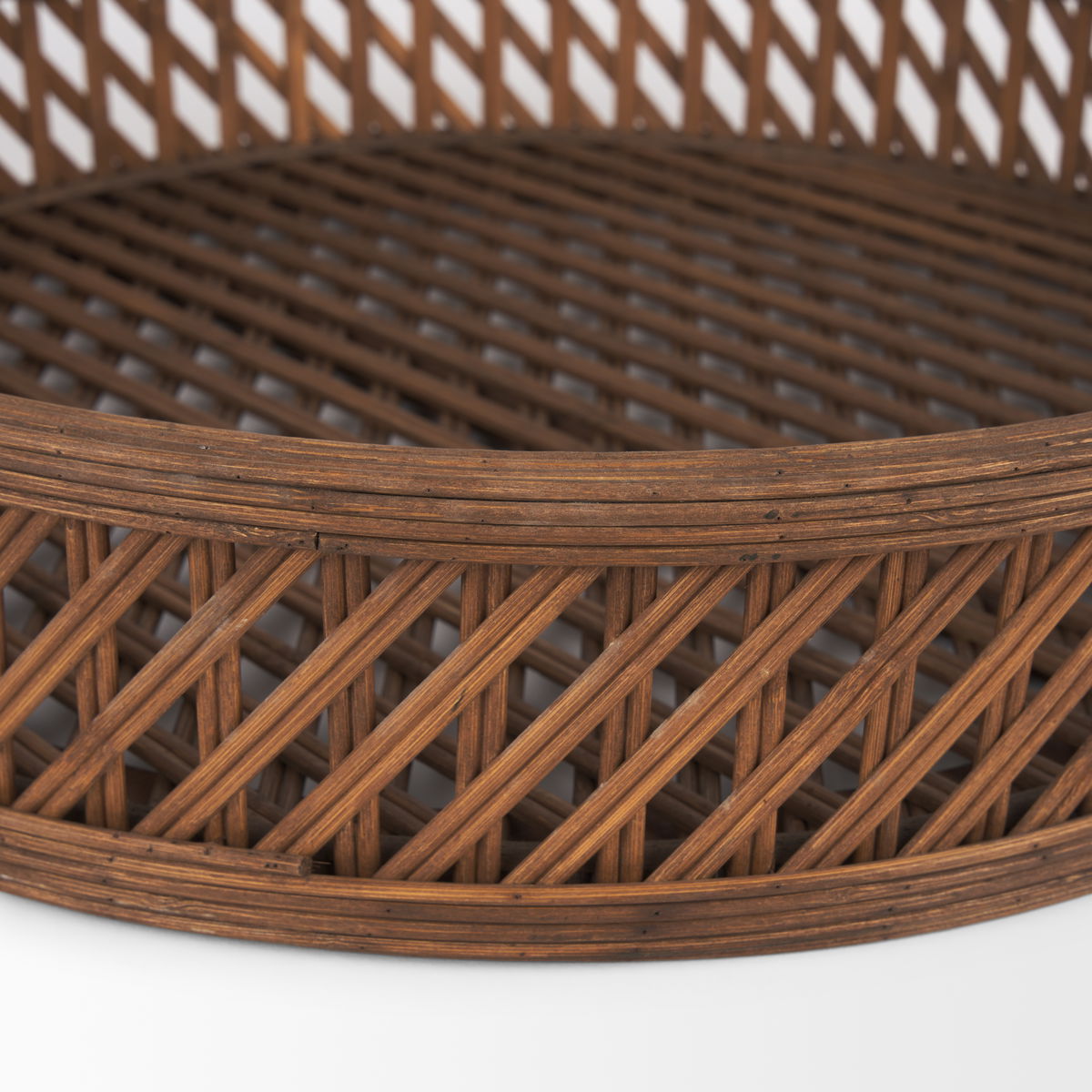 Thala Medium Brown Round Wicker Tray (Set of 2), Decorative Tray by Mercana, 20.47" length x 20.47" width x 4.5" height View 8