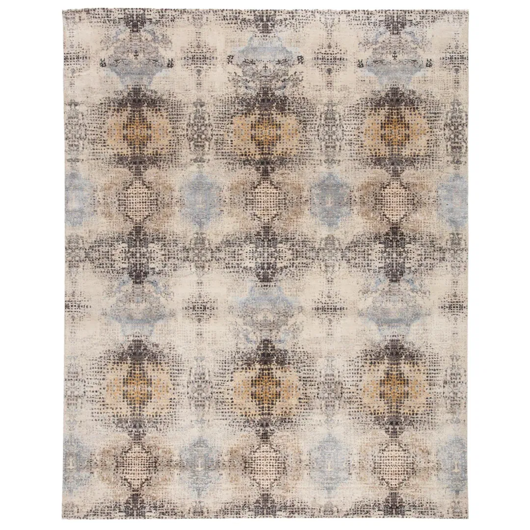 Droskyn Sandhurst Damask Hand-Knotted Beige Area Rug large image 