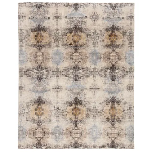 Droskyn Sandhurst Damask Hand-Knotted Beige Area Rug