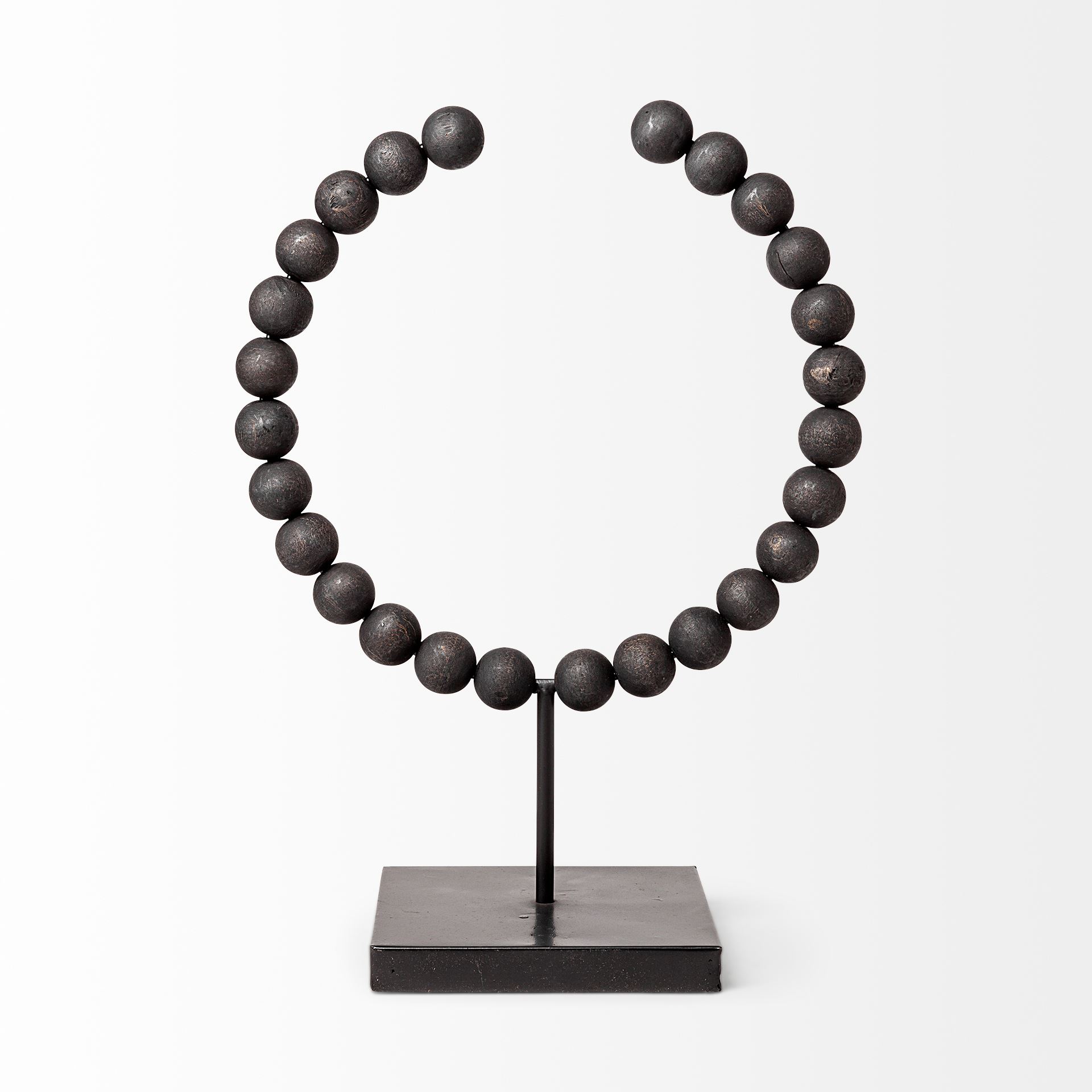 Tulane II (Large) 12L x 6W Black Beaded Broken Sphere Decorative Object, by Mercana, 11.81" length x 6.1" width x 15.55" height View 6