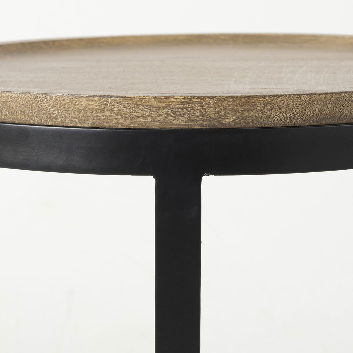 Aisley (Set of 2) 19.3L x 19.3W x 19H Light Brown Wood with Black Metal Base Round Nesting Side Tables, Side & End Table by Mercana, 19" length x 19" width x 19.25" height View 7