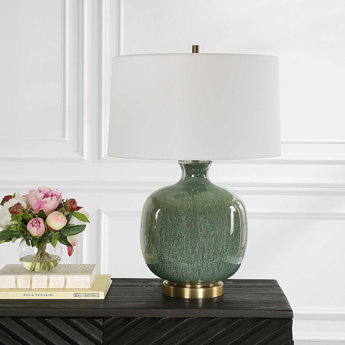 Nataly Aged Green Table Lamp, by Uttermost, 18" width x 26" height x 18" depth View 4