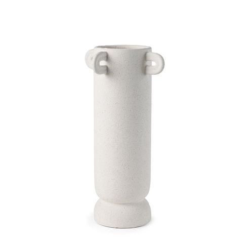 Dylan Tall Textured Off White with Handles Ceramic Vase