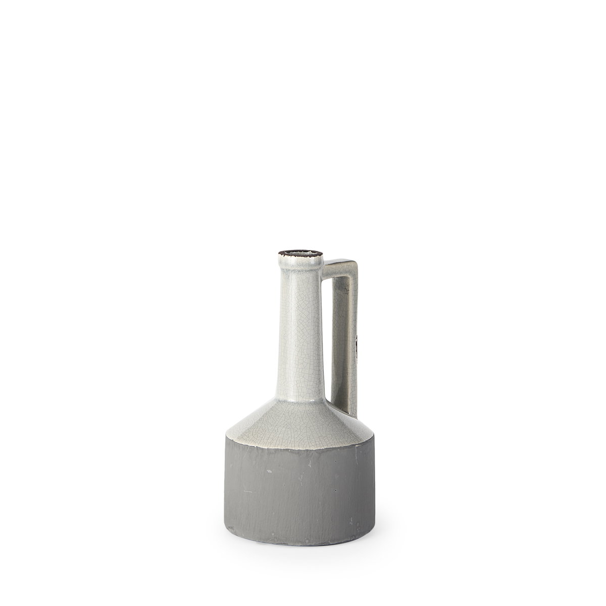 Burton 10.2H Small Two Tone Gray Ceramic Jug Vase, Decorative Jar by Mercana, 5.12" length x 5.12" width x 9.45" height View 1