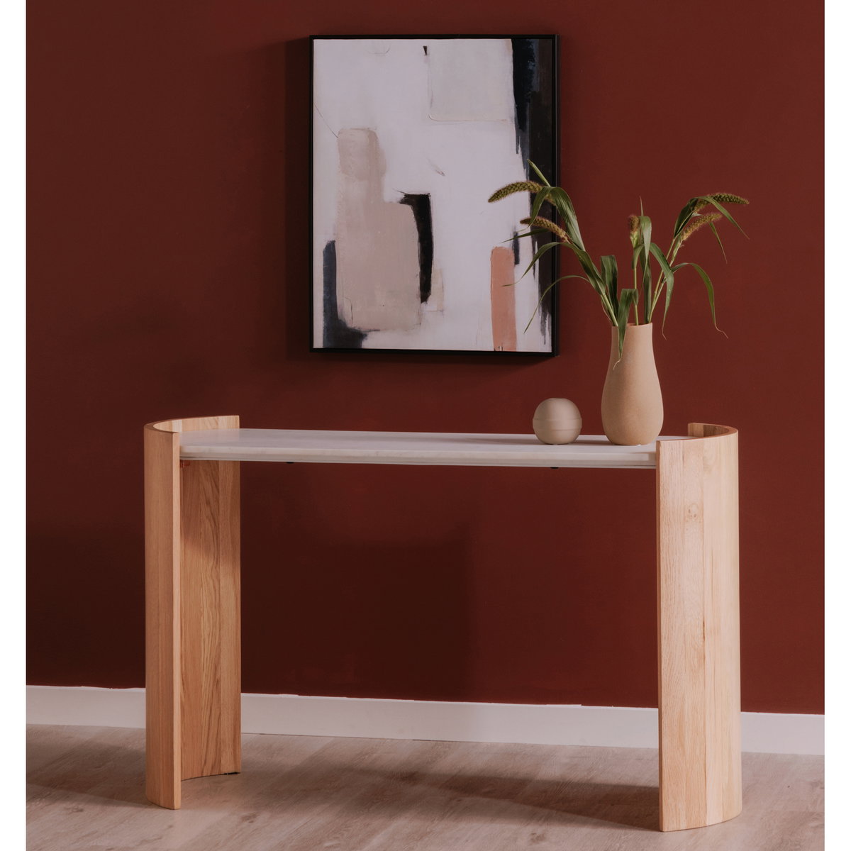 Dala Console Table White, by Moe's Home, 50" width x 31" height x 17" depth View 5