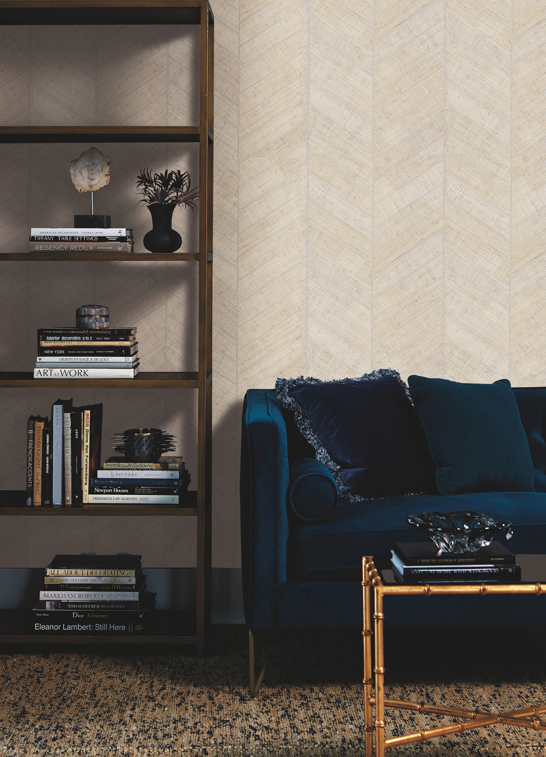 Atelier Herringbone White Wallpaper, by York Wall, 24' length x 3' width x 0.02" depth View 2