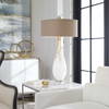 Cardoni White Glass Table Lamp, by Uttermost, 18" width x 32" height x 18" depth thumbnail 2