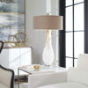 Cardoni White Glass Table Lamp, by Uttermost, 18" width x 32" height x 18" depth thumbnail 2