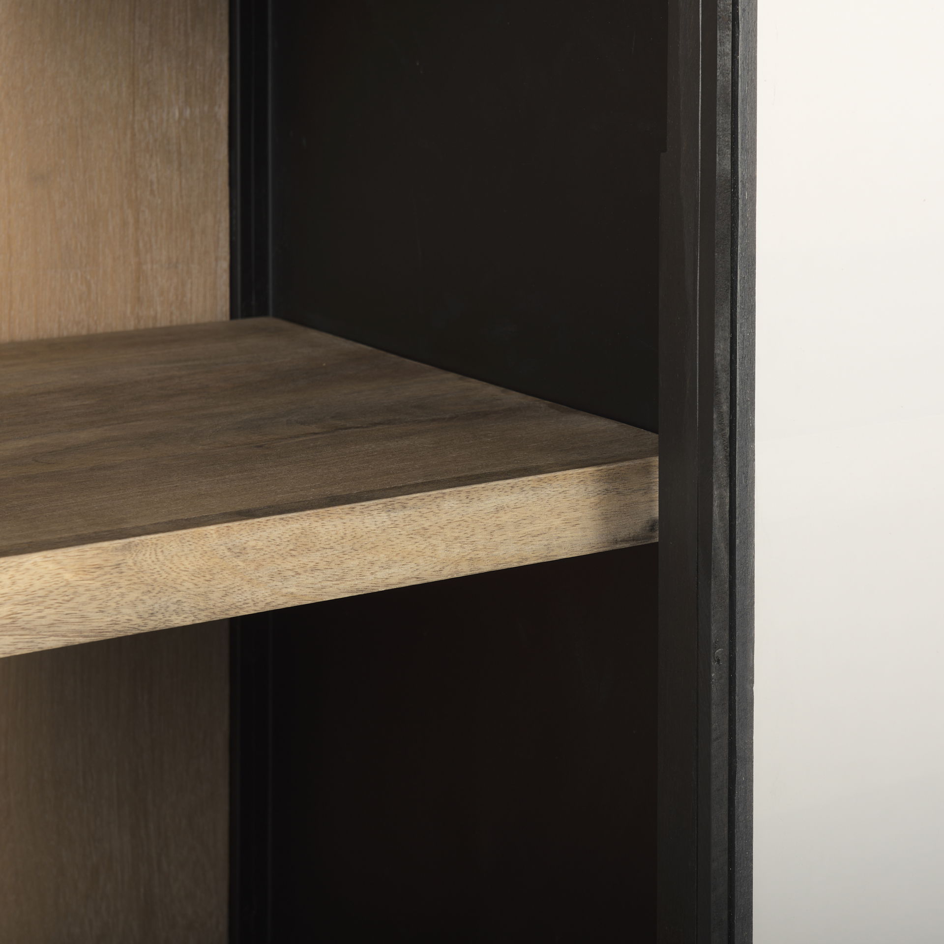 Sloan 85.5H Black Wood with Black Metal Frame Arch Cabinet large image 