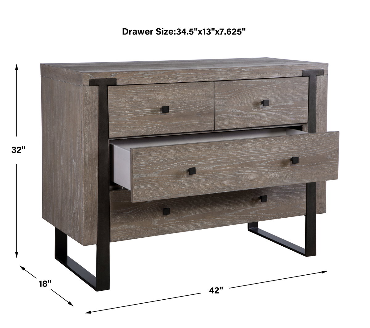 Gabriel Oak Accent Chest, Cabinets & Chest by Uttermost, 42" width x 32" height x 18" depth View 3