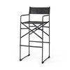 Direttore Backless 44.1in Seat Bar Stool | Black Leather with Black Iron, Counter & Bar Stool by Mercana, 19.3" length x 20" width x 44.1" height thumbnail 1