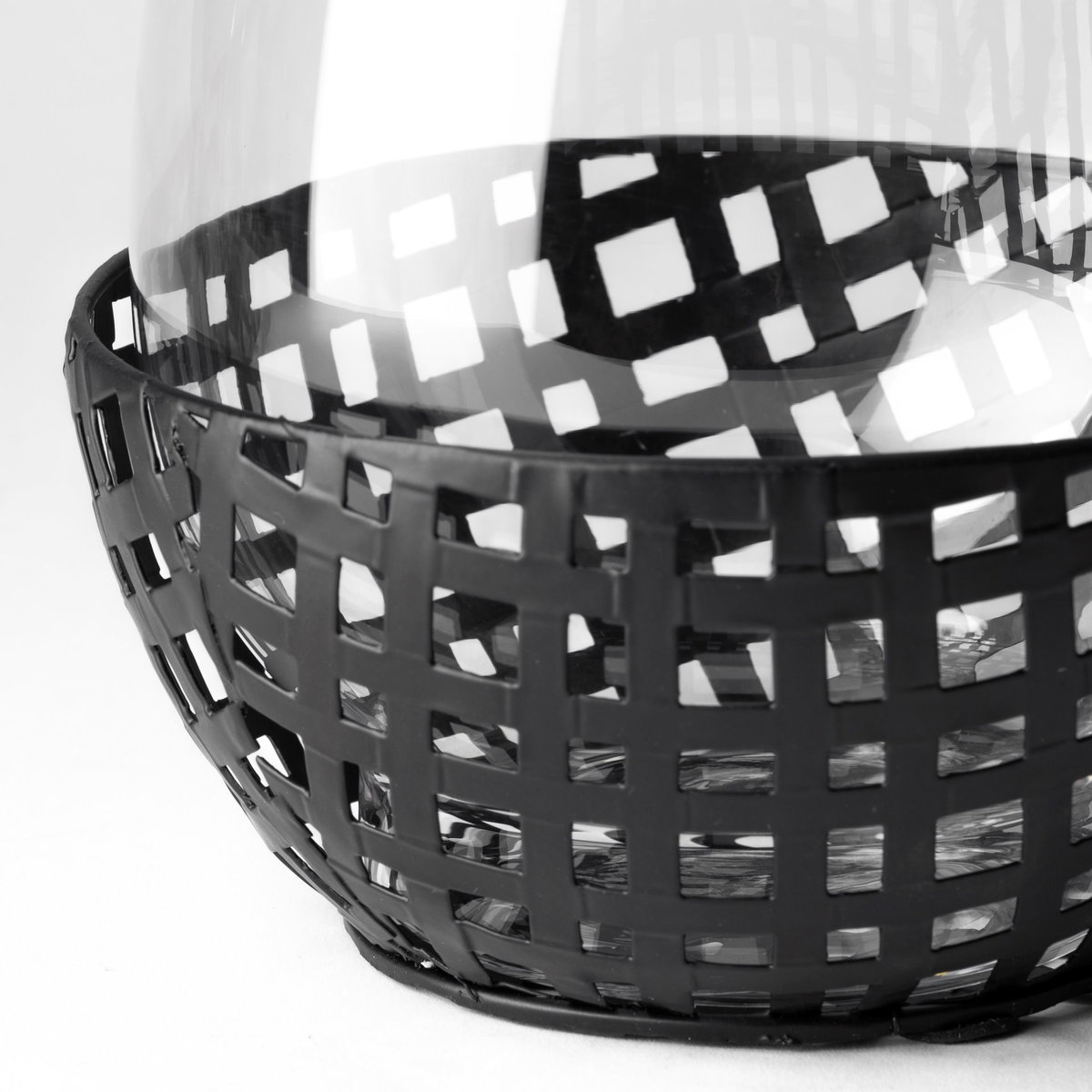 Reena II Large Black Woven Metal Base Table Candle Holder, Candles & Candle Holder by Mercana, 7.68" length x 7.68" width x 9.84" height View 8
