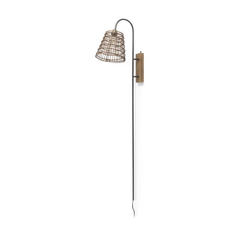 Kiley  Brown Woven Shade with Black Metal Wall Sconce