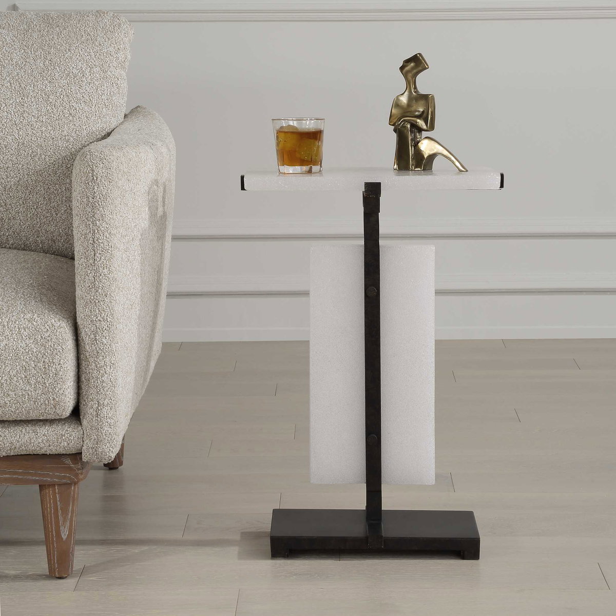 Elements Bubble Glass Accent Table, Side & End Table by Uttermost, 16.5" width x 24" height x 10.5" depth View 2