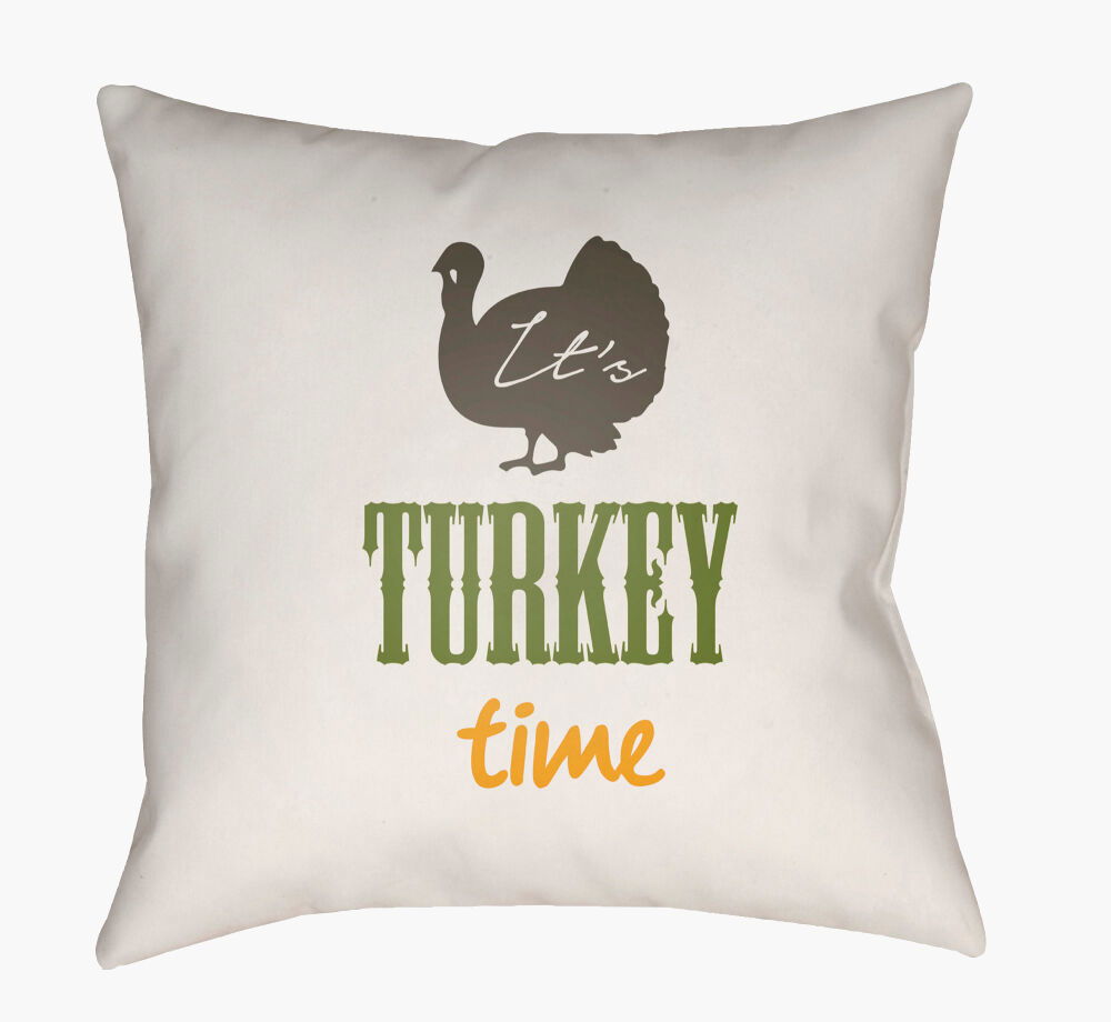 It's Turkey Time Accent Pillow, Decorative Pillow by Surya, 18" length x 18" width