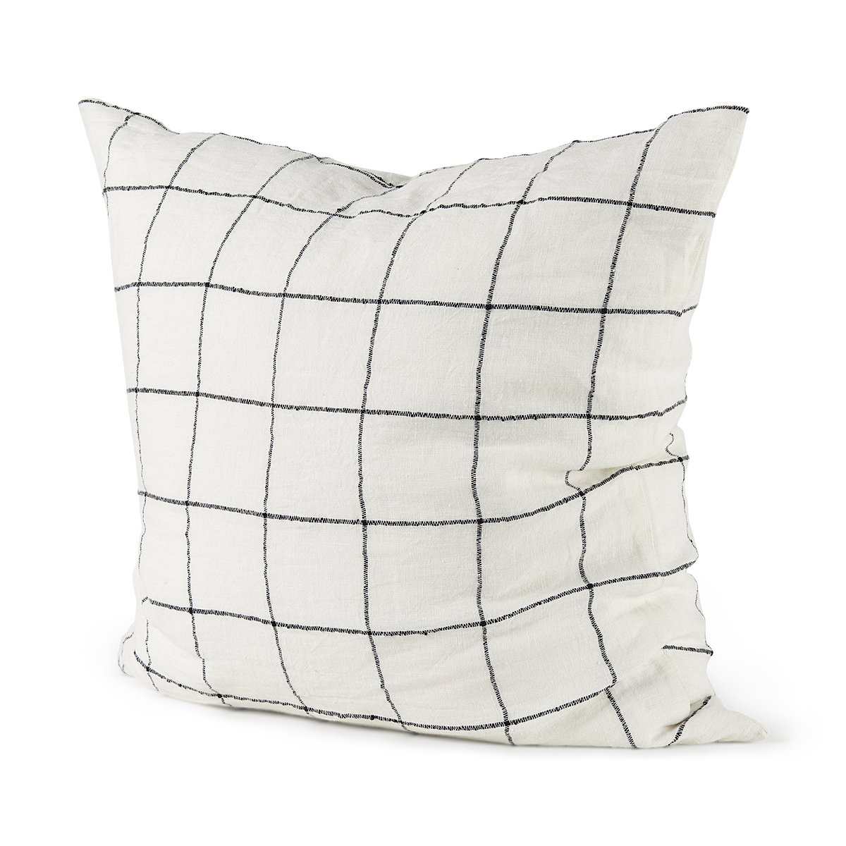 Suzanne 22 x 22 White/Black Square Pattern Decorative Pillow Cover, by Mercana, 22" length x 22" width x 0.2" height View 1