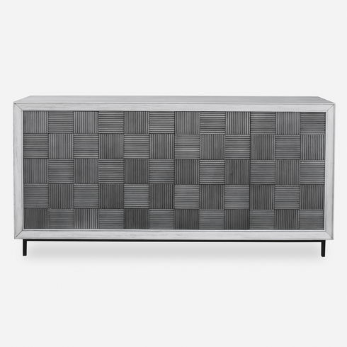 Checkerboard 4 Door Gray Cabinet