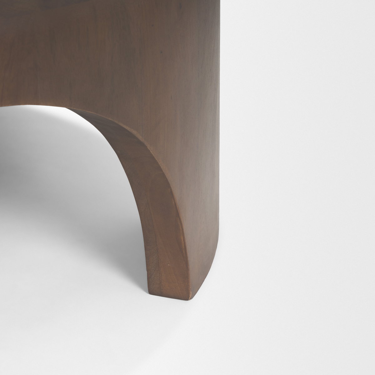 Shima Round Dark Brown Wood with Arched Legs Coffee Table, by Mercana, 45" length x 45" width x 16" height View 11