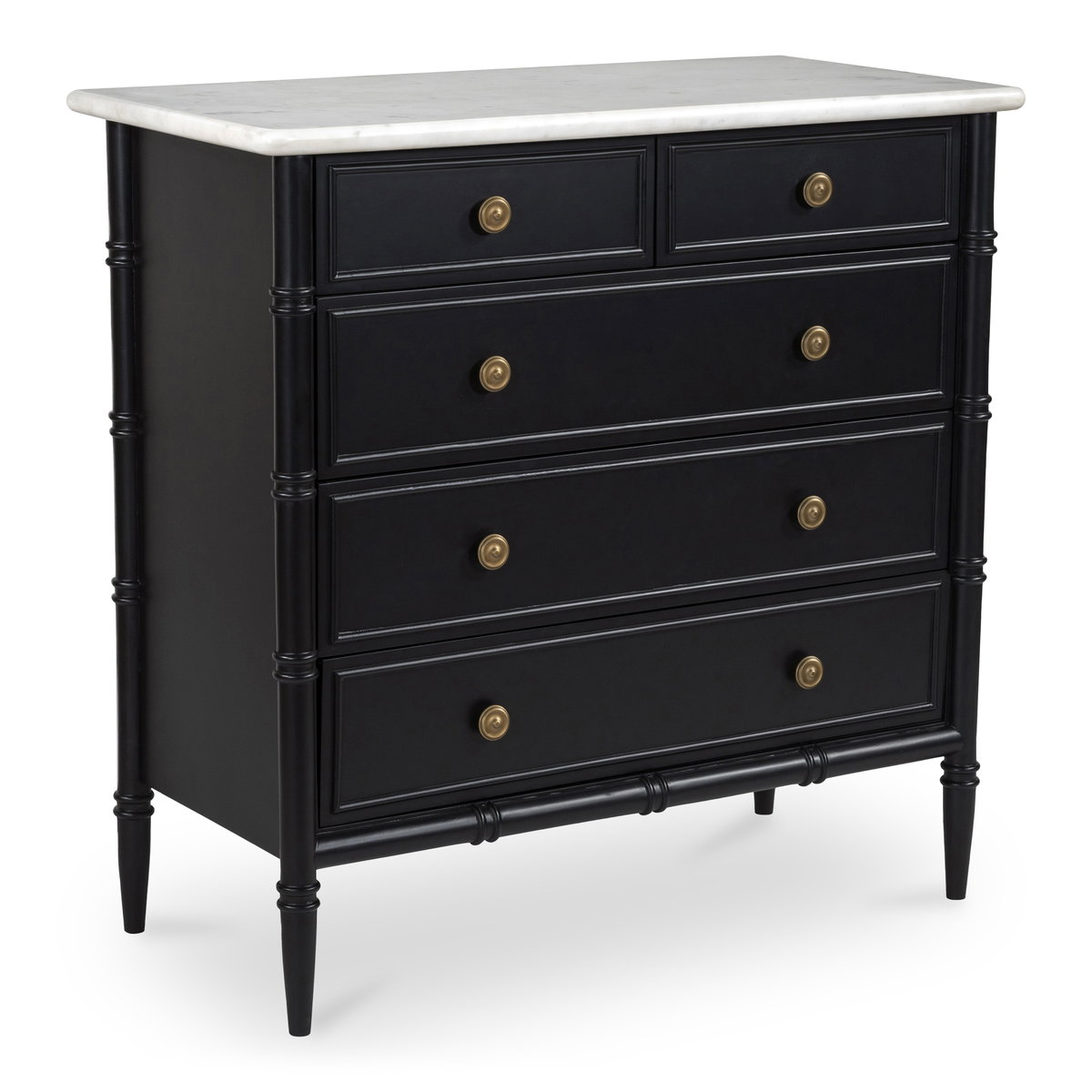 Eleanor 5 Drawer Chest Black, Dresser by Moe's Home, 40" width x 39.5" height x 20" depth View 3