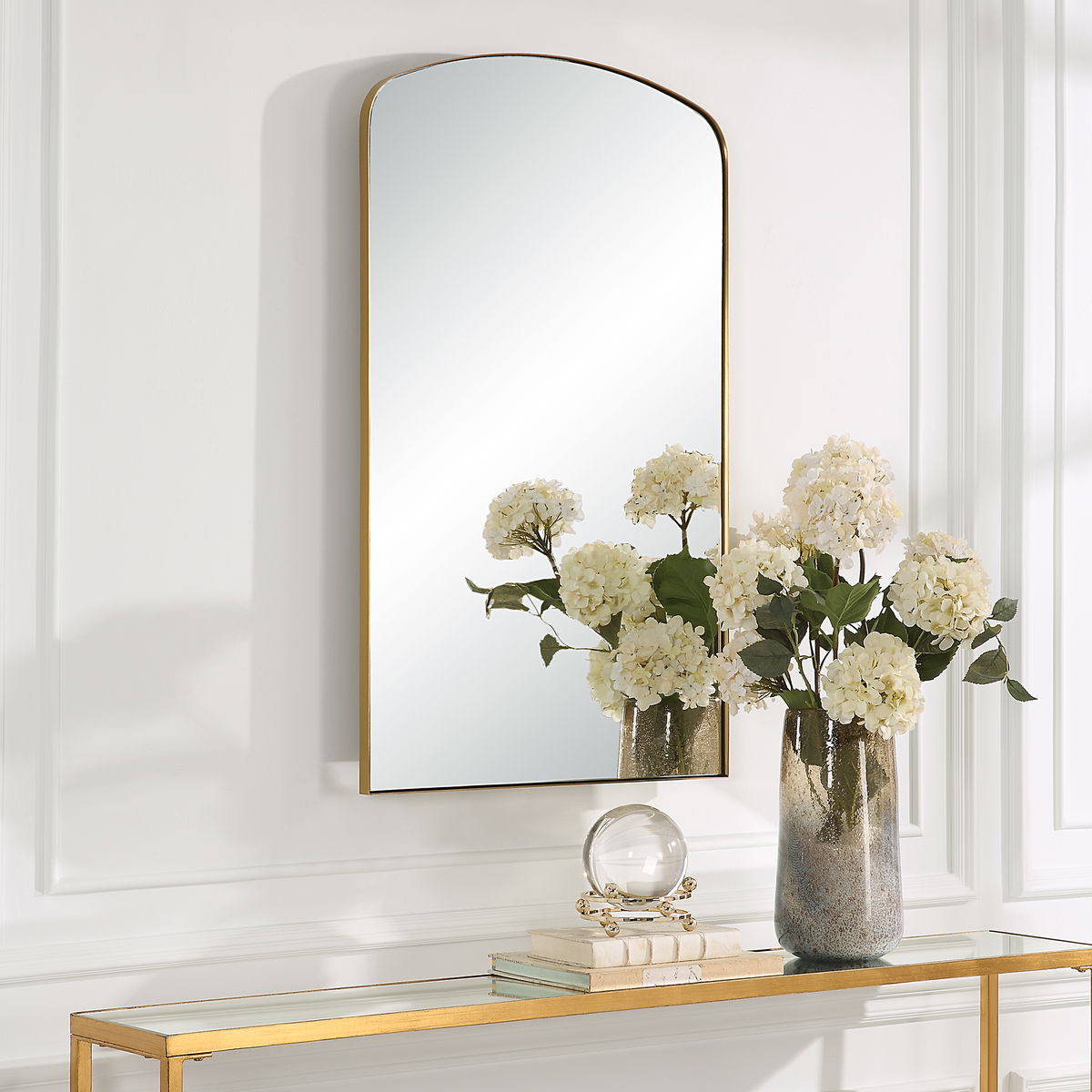 Tordera Brass Arch Mirror, by Uttermost, 24" width x 40" height x 1" depth View 2