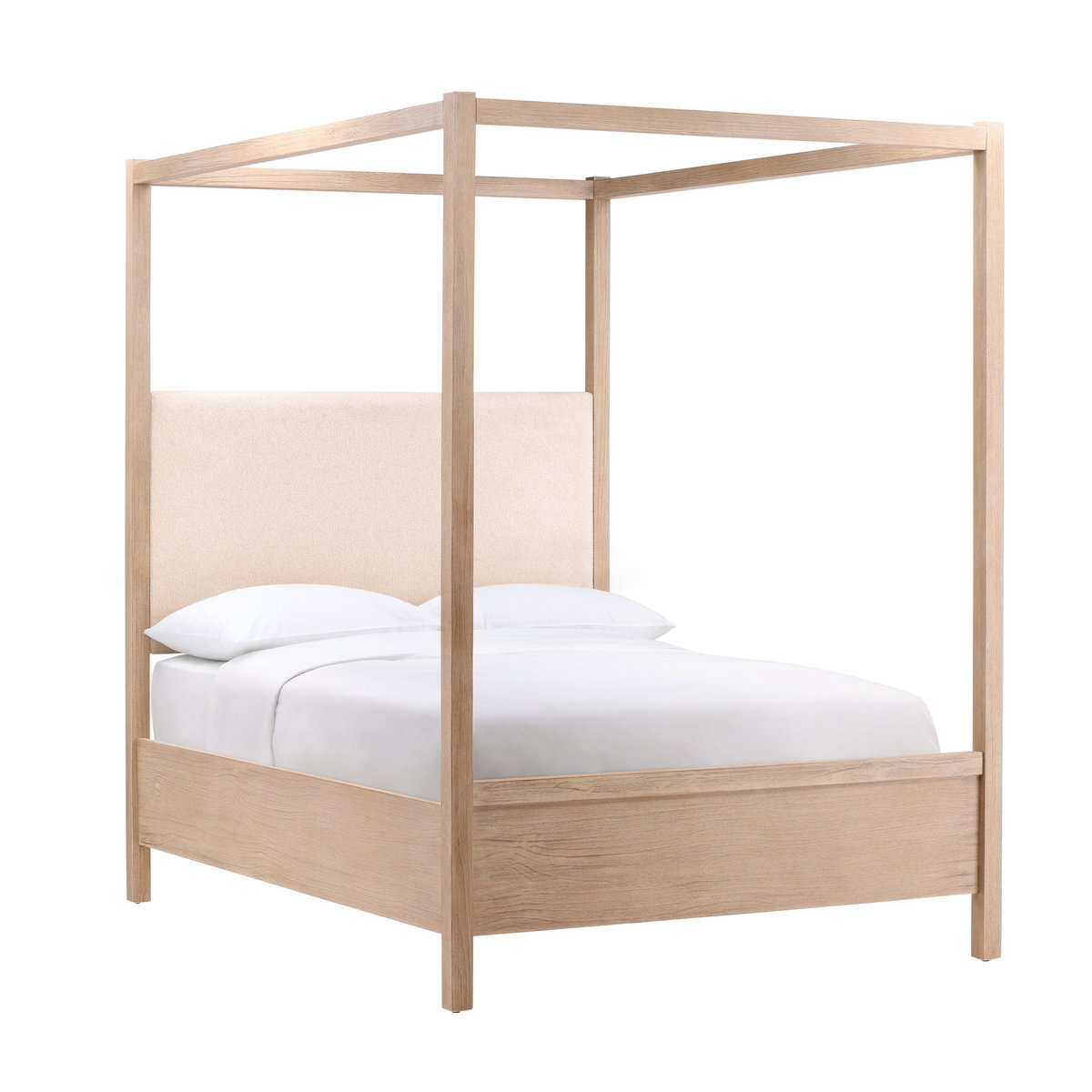Emmalyn Bed Queen Light Warm Wash, by Dovetail, 64.5" width x 90" height x 85.6" depth View 1