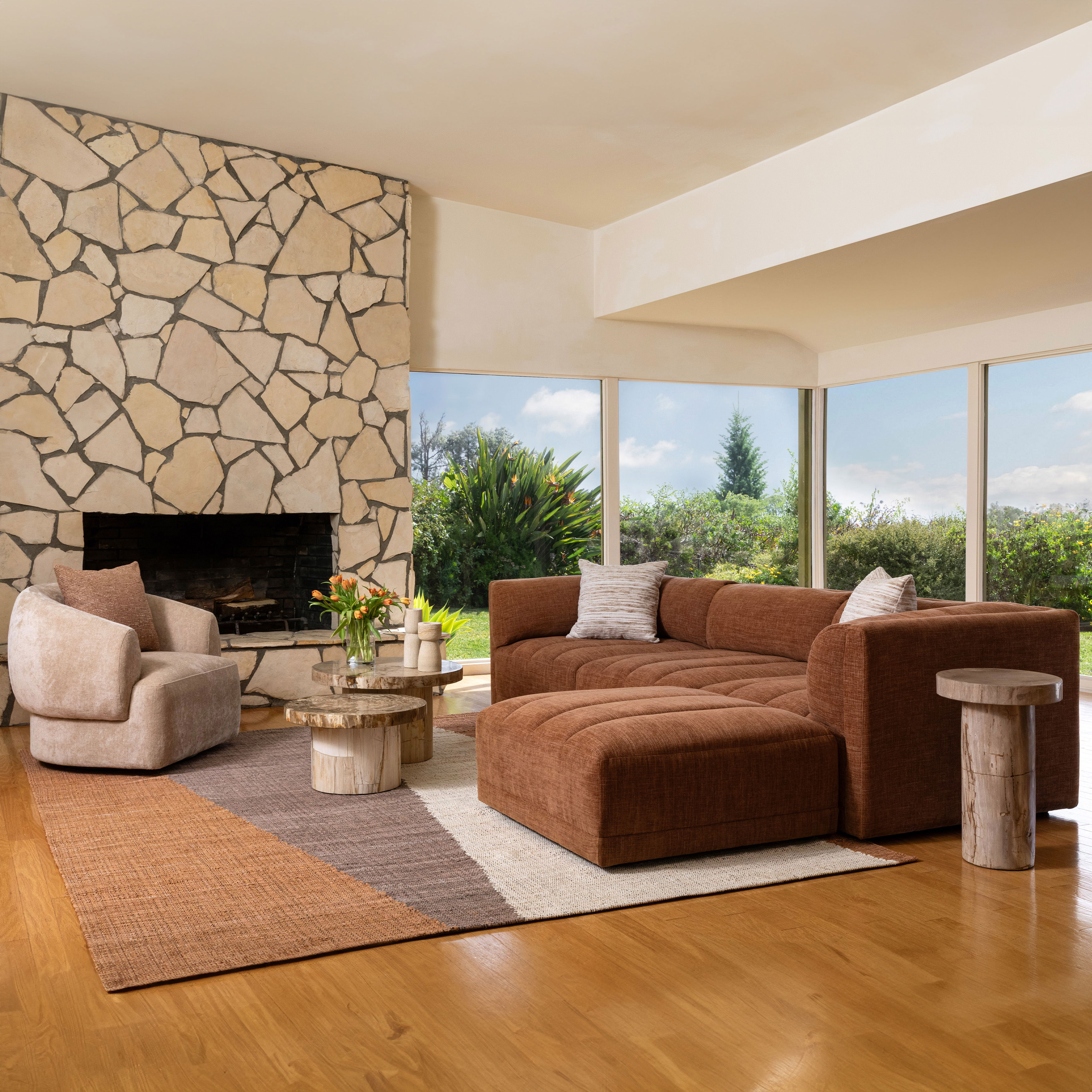 Magda Sofa Terracotta, Sofas & Sectional by Dovetail, 113.5" width x 29.43" height x 40.5" depth View 8