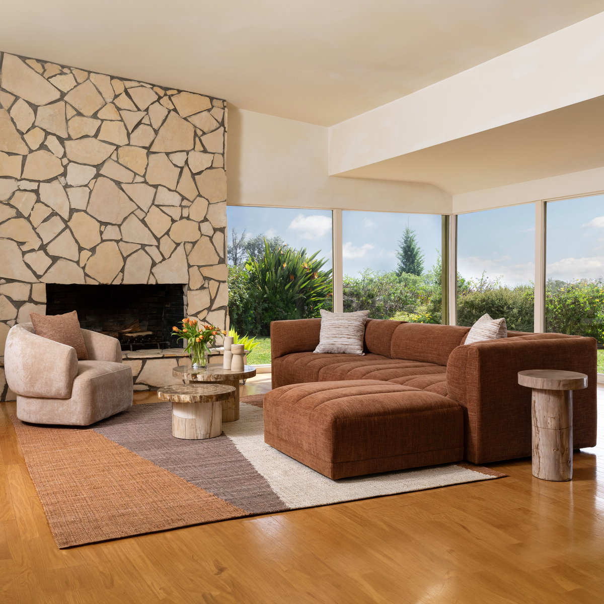 Magda Sofa Terracotta, Sofas & Sectional by Dovetail, 113.5" width x 29.43" height x 40.5" depth View 8