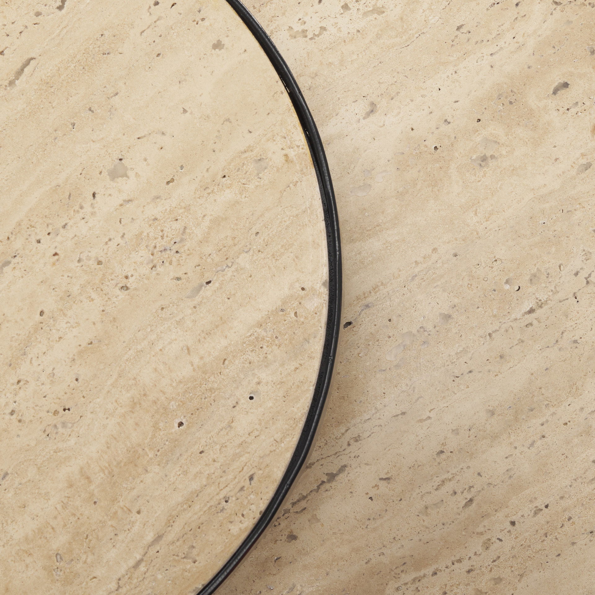 Wade Travertine Marble with Matte Black Metal End Tables large image 