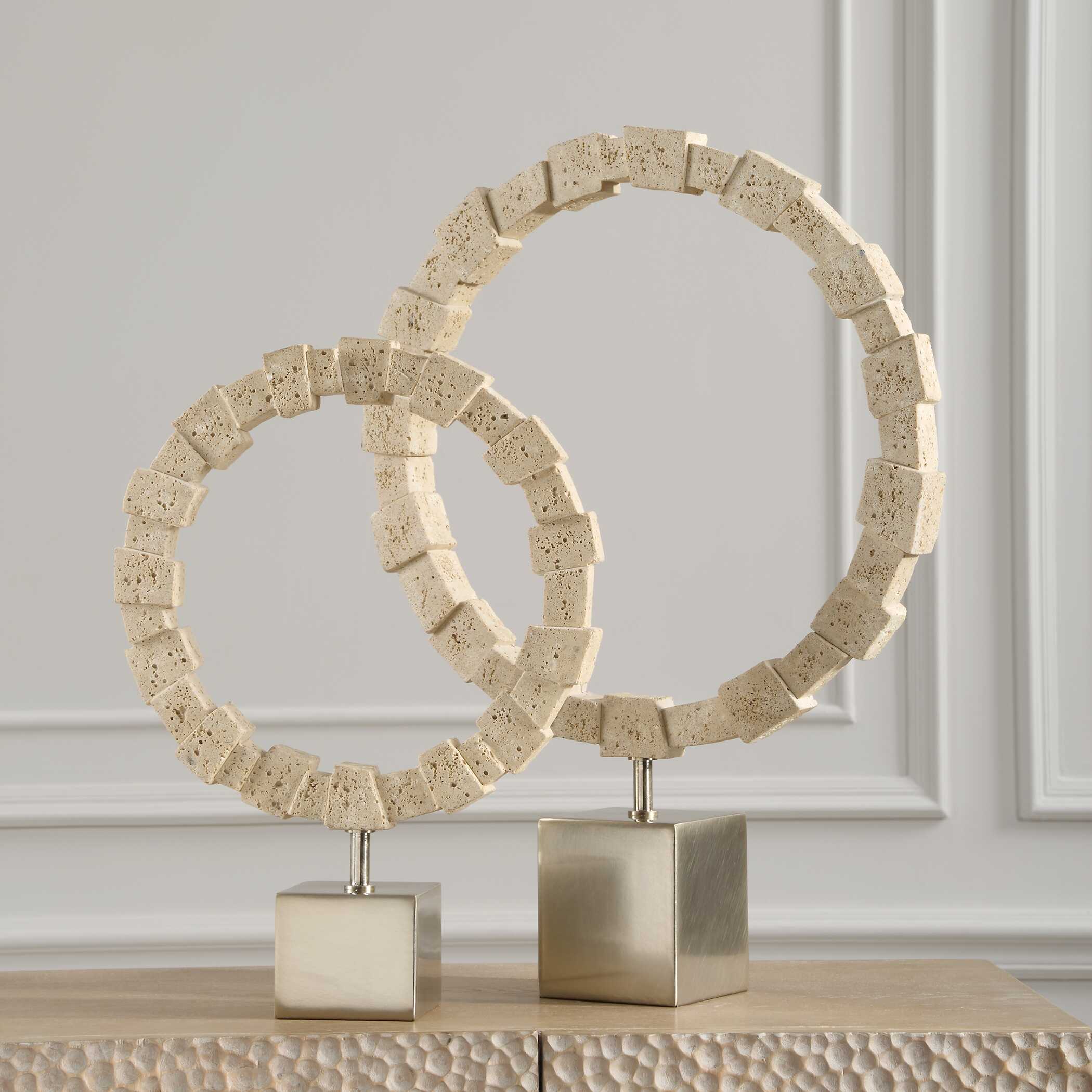 Ivory Fusion Stone Rings Set/2, Decorative by Uttermost, 16.5" width x 22.75" height x 16.5" depth View 3