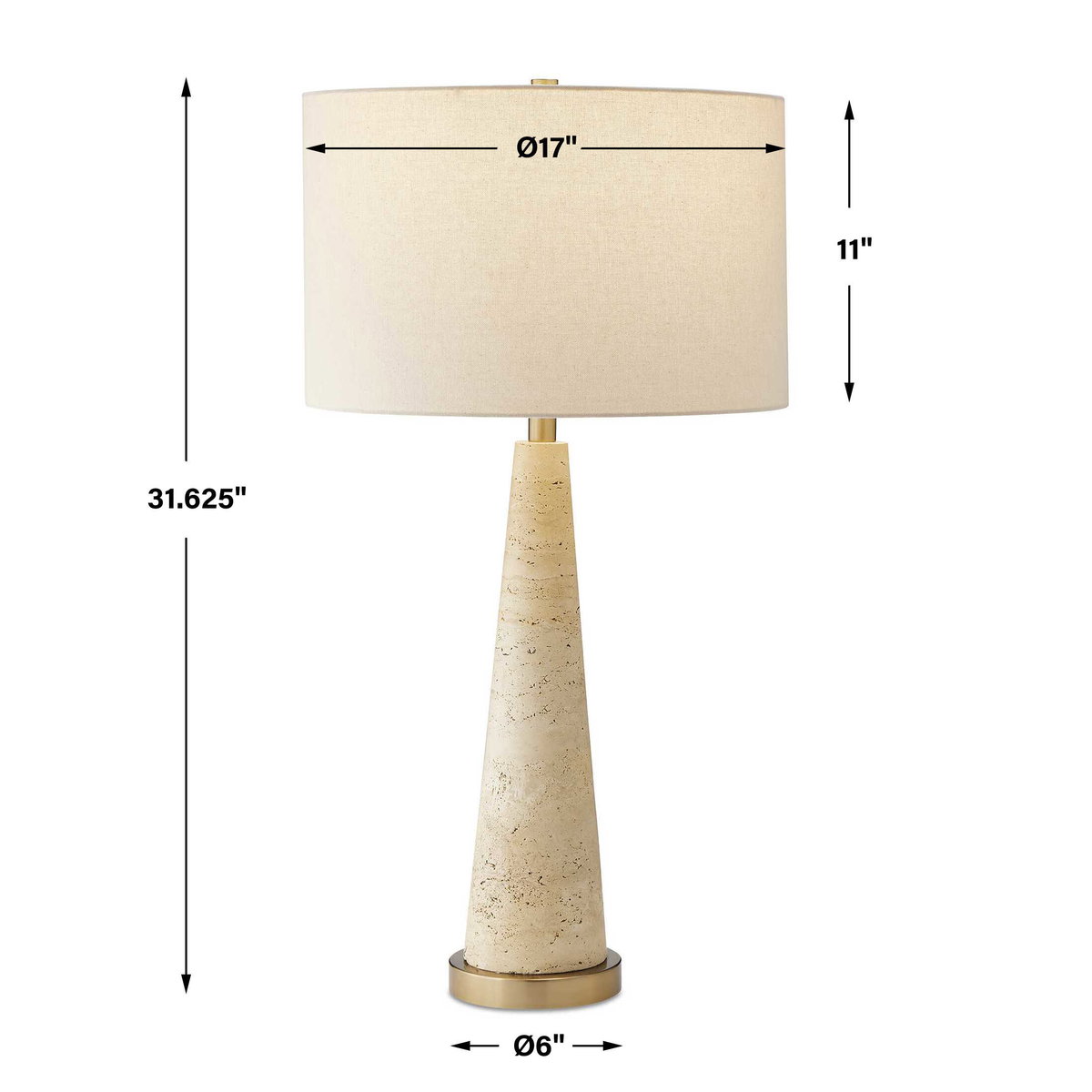 Perkins Travertine Table Lamp, by Uttermost, 17" width x 31.62" height x 17" depth View 3