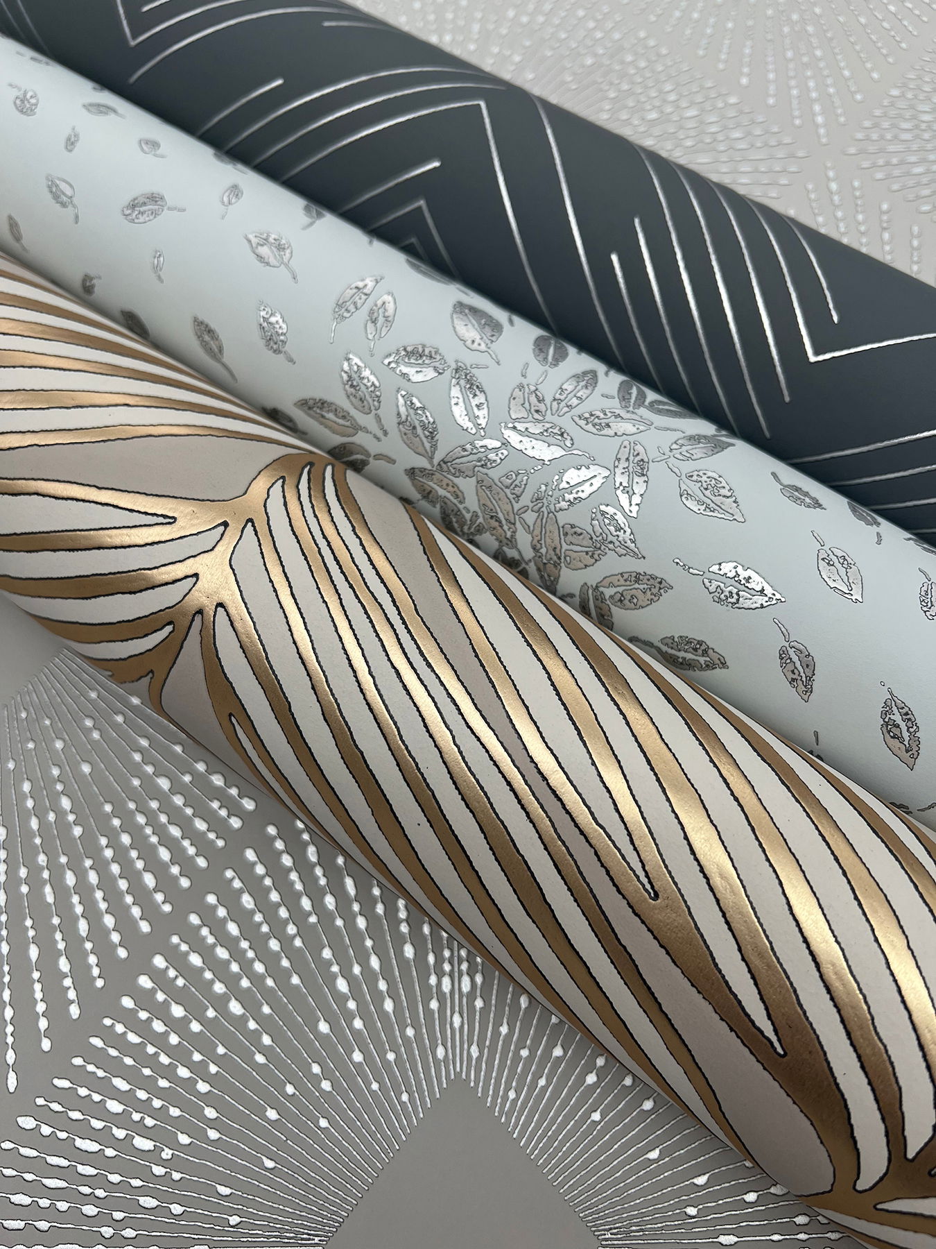 Polished Chevron Charcoal & Silver Wallpaper large image 