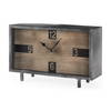Harvey  Black Metal and Wood Rectangular Table Clock, by Mercana, 12.99" length x 4.53" width x 8.07" height thumbnail 1