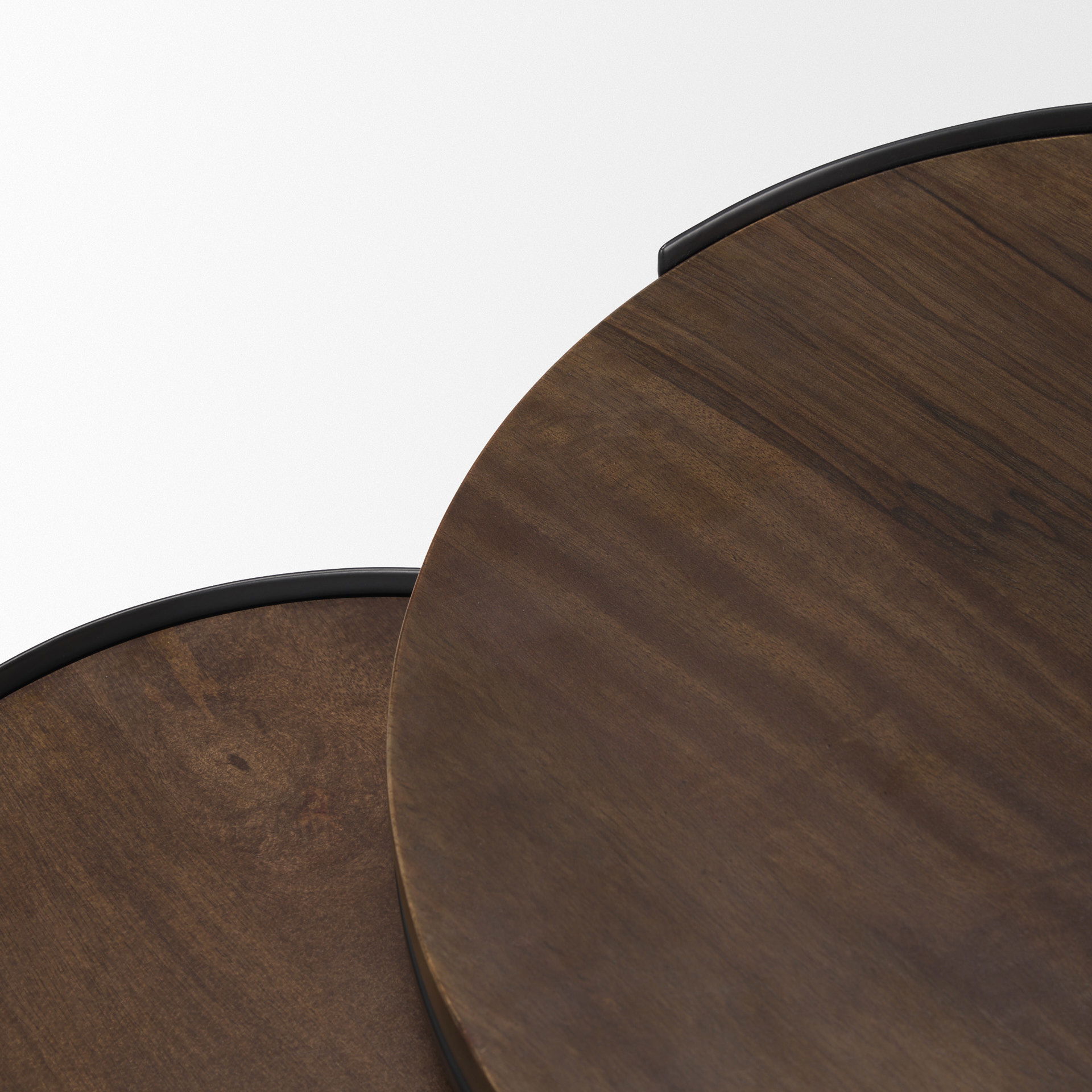 Varden Matte Black Metal with Dark Brown Wood Top Nesting Accent Tables large image 