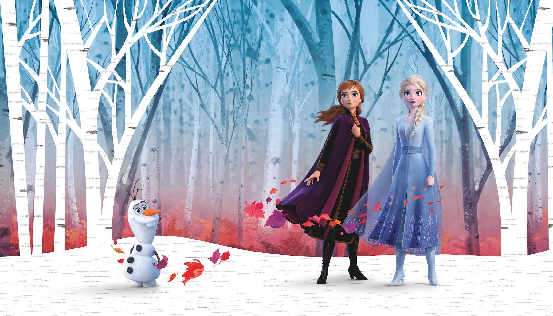 Frozen Woodland Tree Blue Peel & Stick Wall Mural large image 